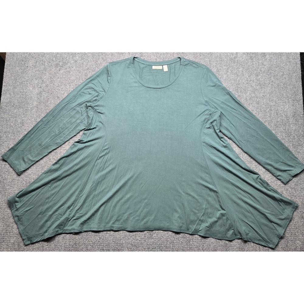 LOGO by Lori Goldstein Top Womens L Teal Long Sleeve Pullover Tunic